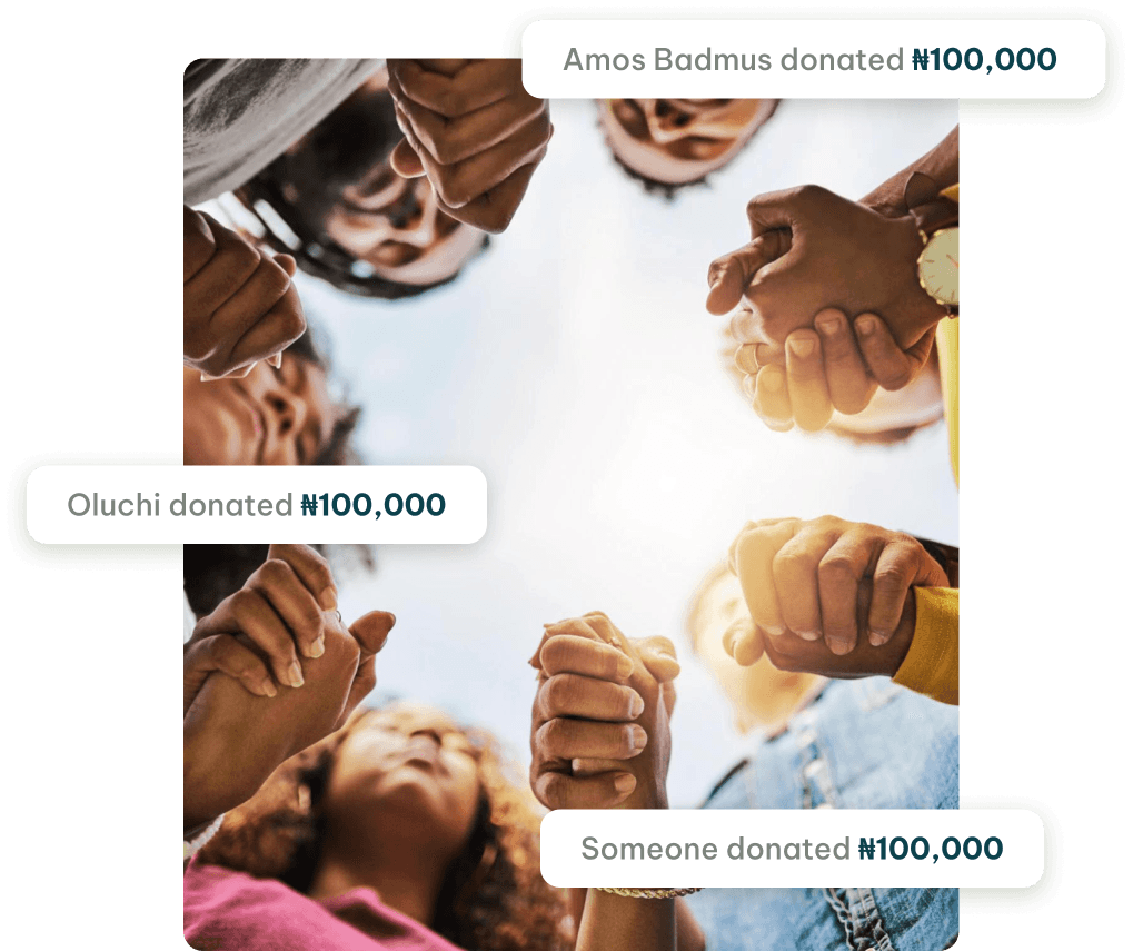 Background image for the auth screens showing multiple people joining hands together to form a circle and a beam of light emananting into it.